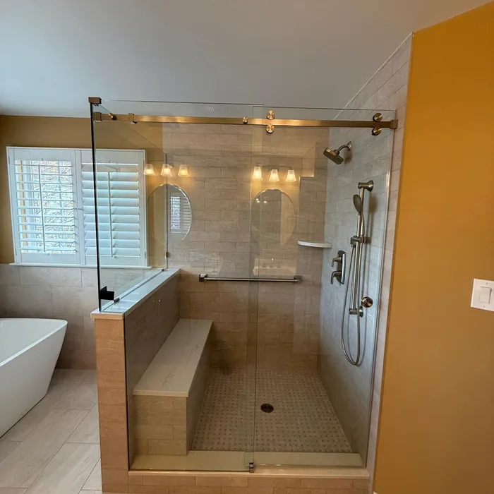Custom glass shower enclosure installation